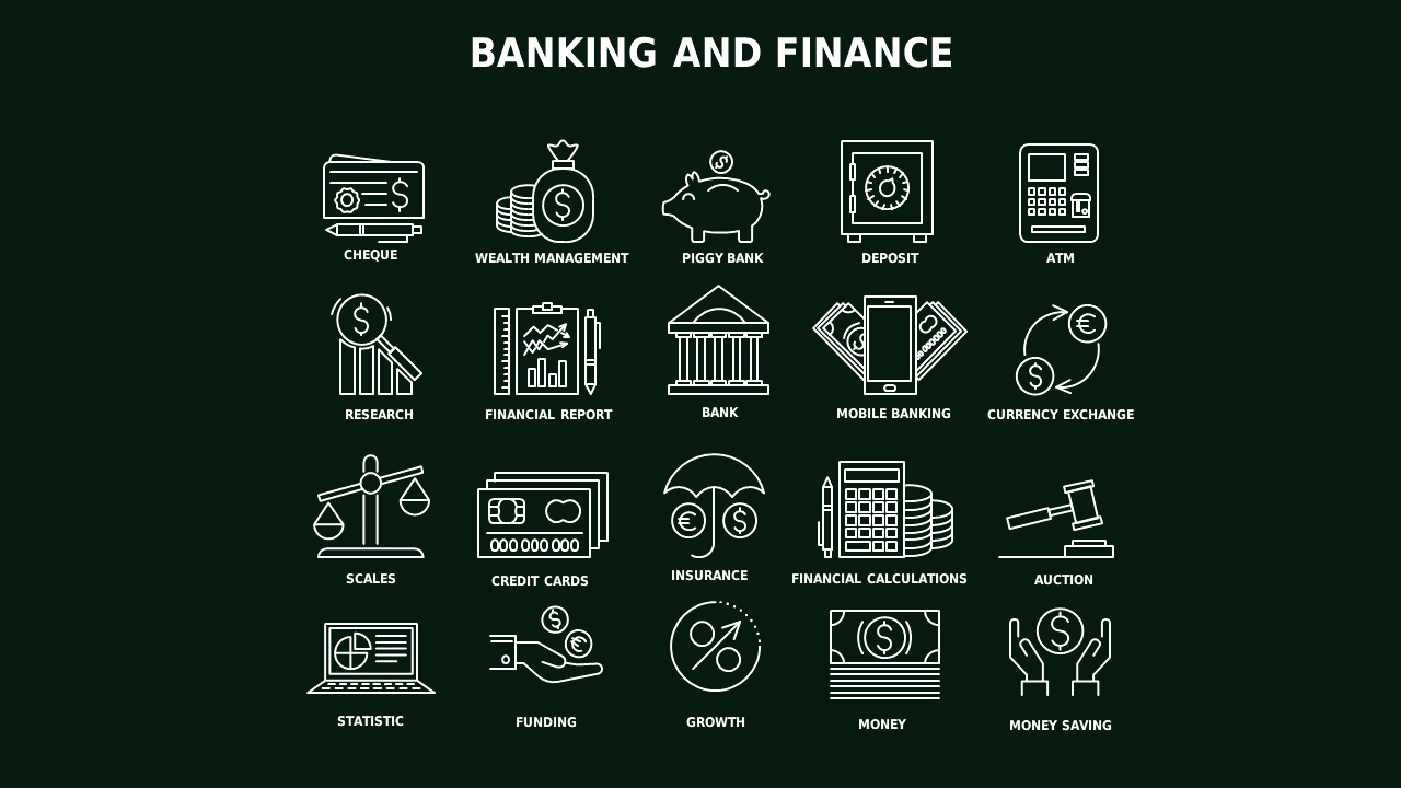 Outline Icon Business and Finance Icon Set