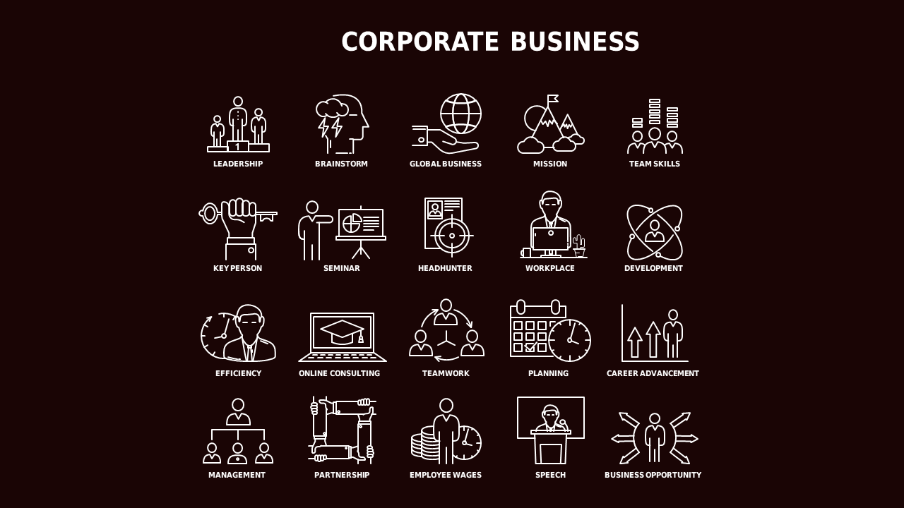Outline Icon Business and Finance Icon Set
