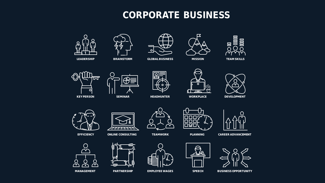 Line Icon Corporate Finance Icon Set