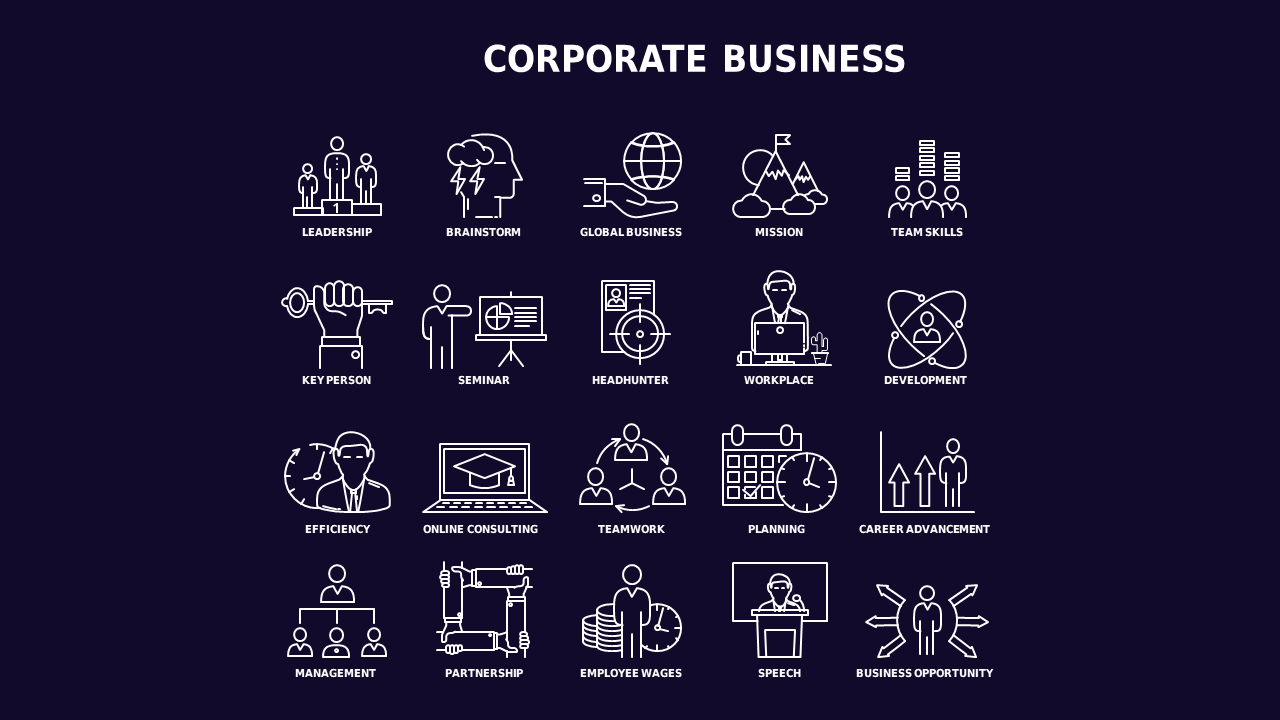 Line Icon Corporate Finance Icon Set