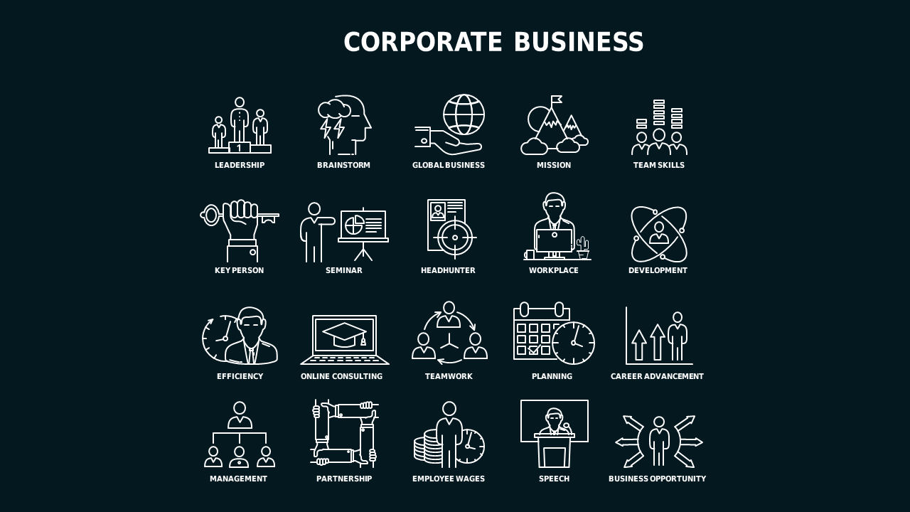 Line Icon Corporate Finance Icon Set