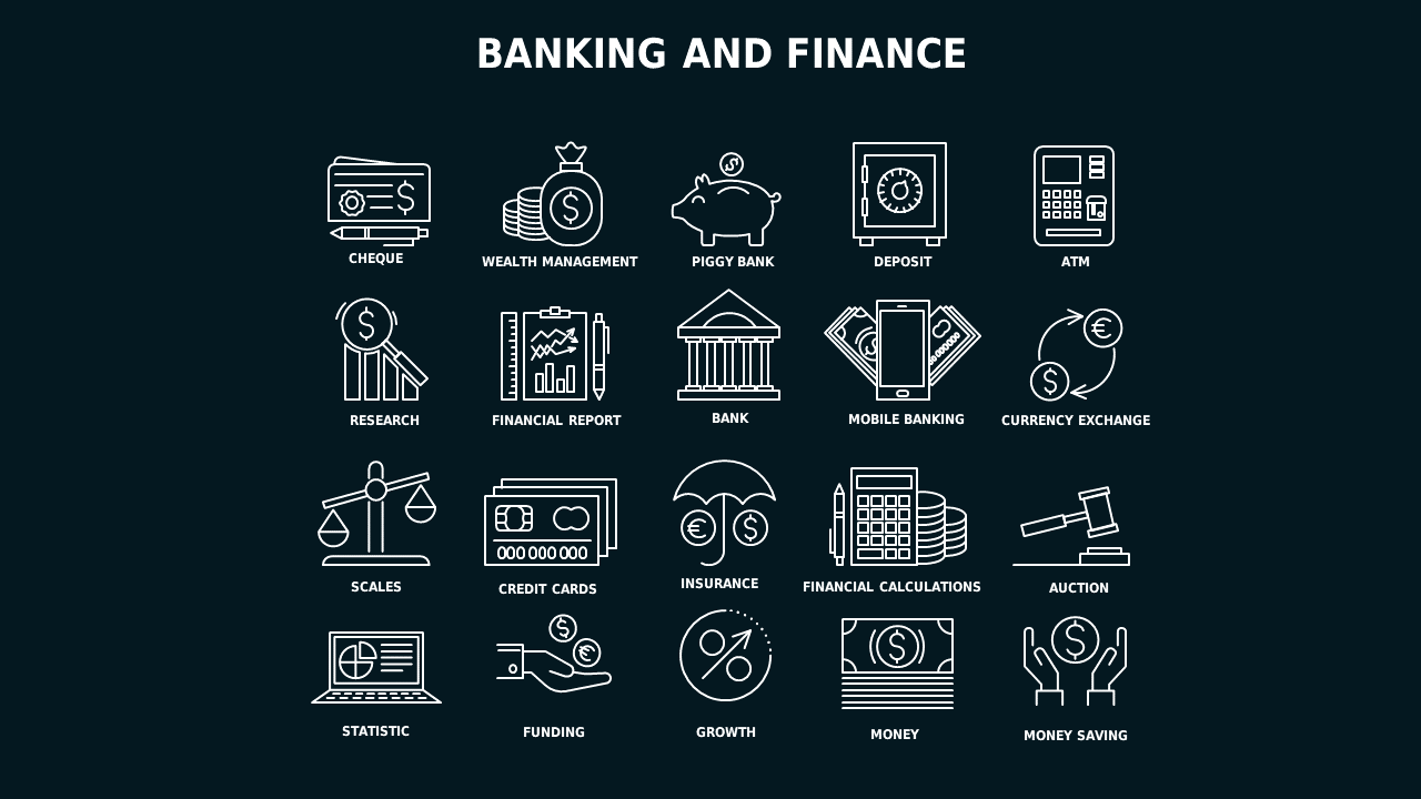 Outline Icon Business and Finance Icon Set