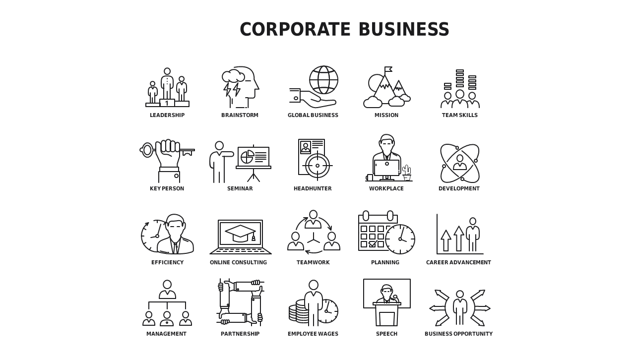 Outline Icon Business and Finance Icon Set
