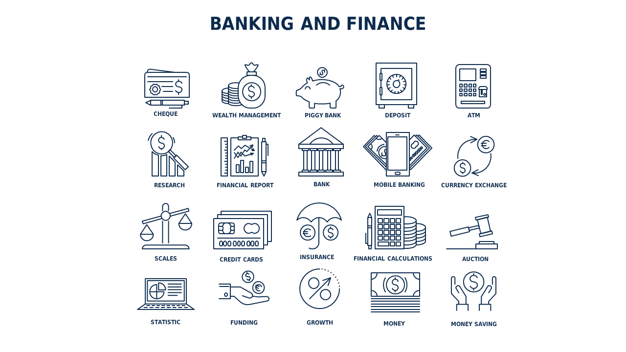 Fill Icon Business and Finance Icon Set