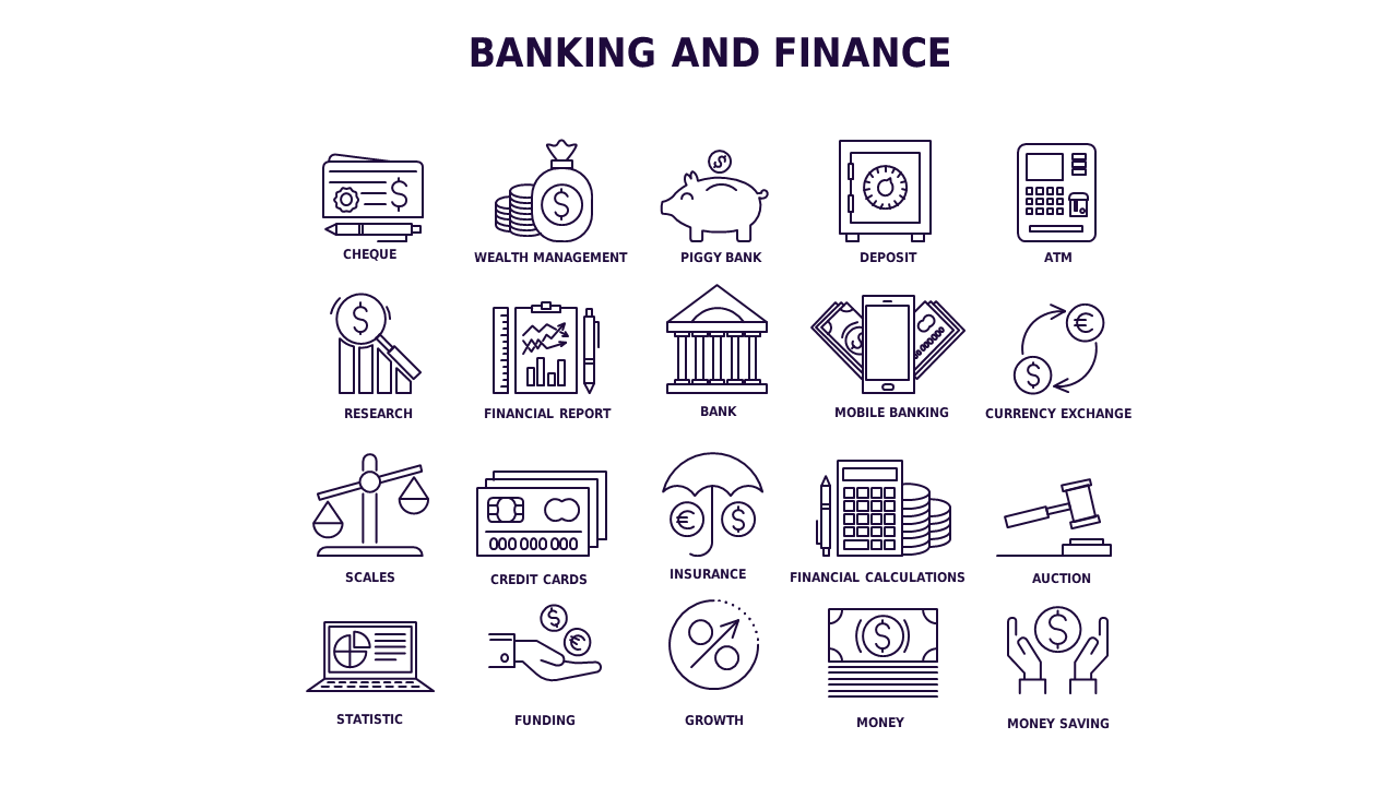 Fill Icon Business and Finance Icon Set