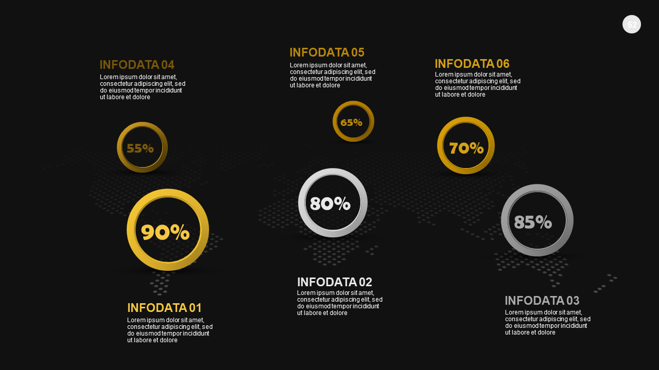 Infographic Data Representation PowerPoint Template Dark (Charcoal Gold)
