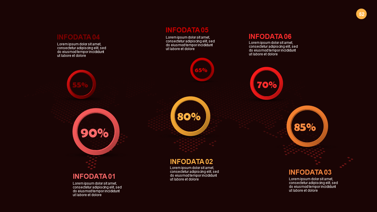 Infographic Data Representation PowerPoint Template Dark (Crimson Bold)