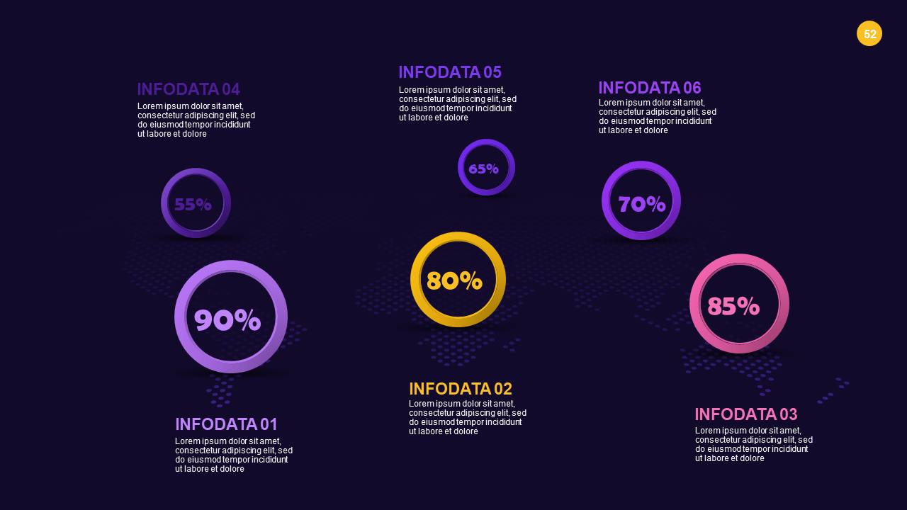 Infographic Data Representation PowerPoint Template Dark (Royal Purple)