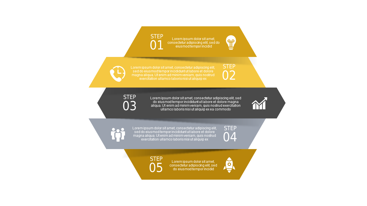 5-Step Arrow Process Flow PowerPoint Template (Ch...