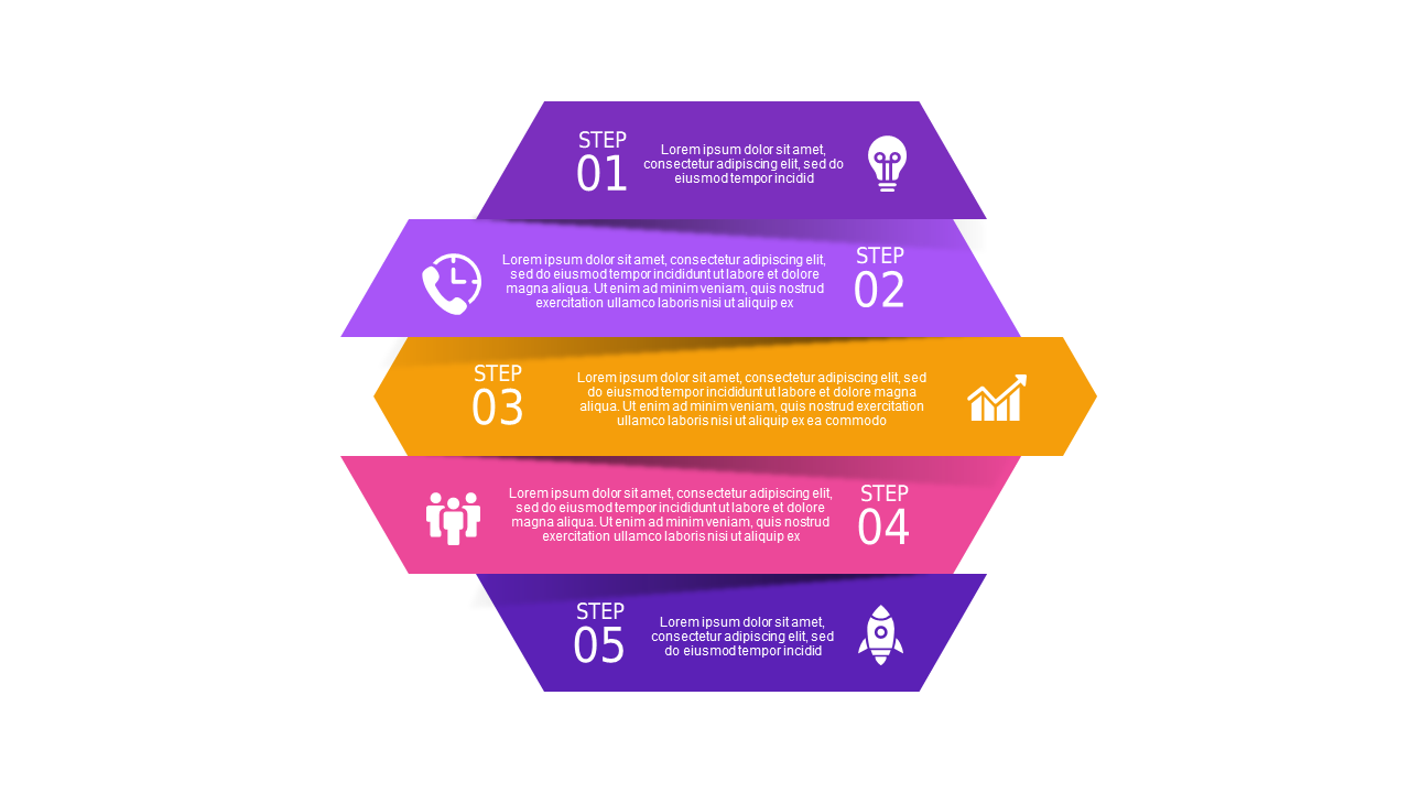 Multi-Step Process Flow PowerPoint Template (Royal Purple)