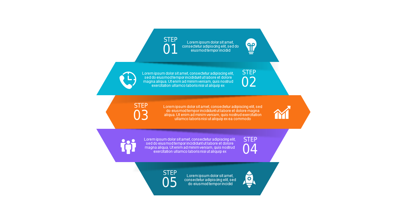 Multi-Step Process Flow PowerPoint Template (Teal...