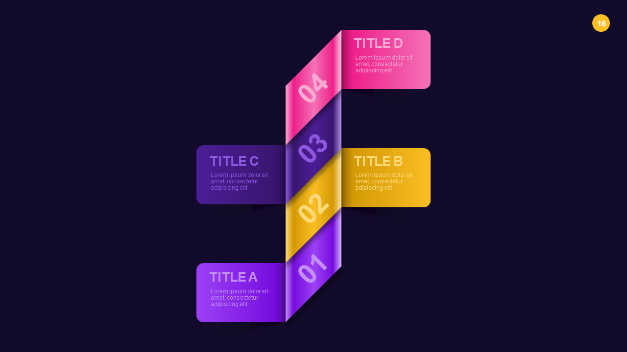 4-Step Process Diagram PowerPoint Template Dark (...