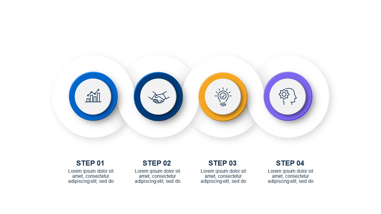 Sequential Step Process Infographic – Light – Ocean Blue