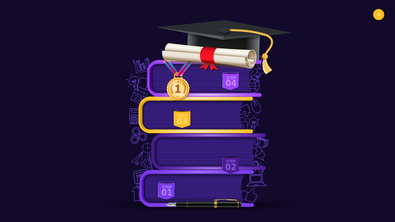 Educational Achievement Process Diagram – Dark – Royal Purple