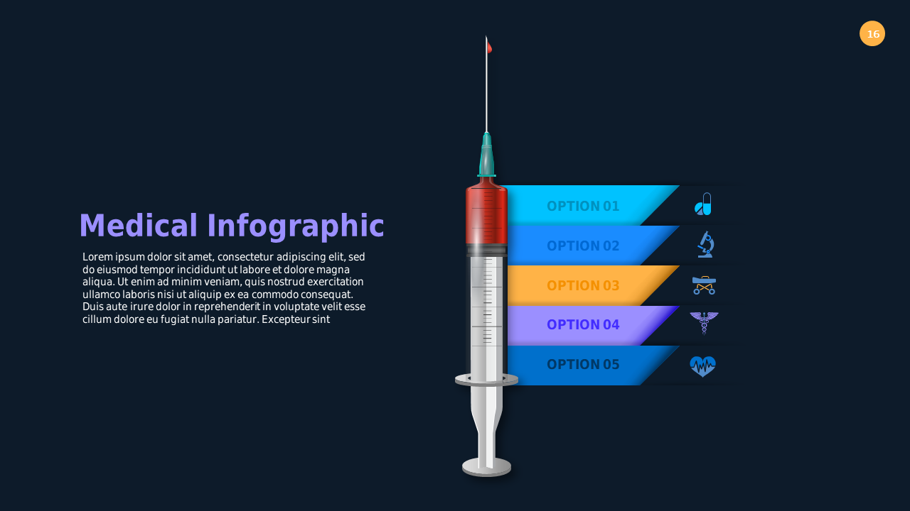 Medical Infographic PowerPoint Template Dark (Oce...