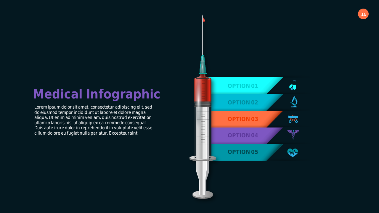 Medical Infographic PowerPoint Template Dark (Tea...
