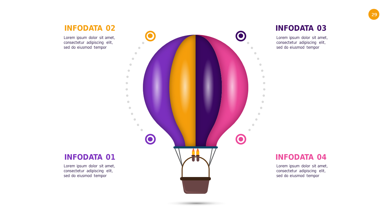 Hot Air Balloon Infographic PowerPoint Template (Royal Purple)