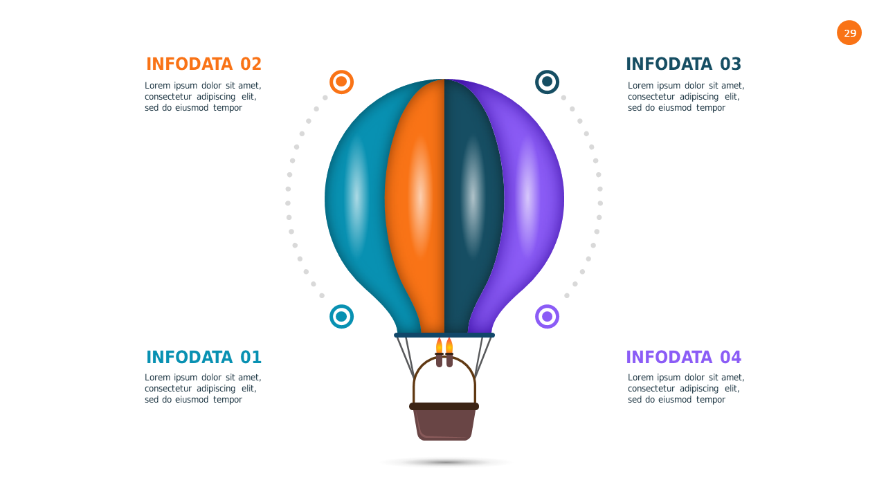 Hot Air Balloon Infographic PowerPoint Template (Teal Modern)