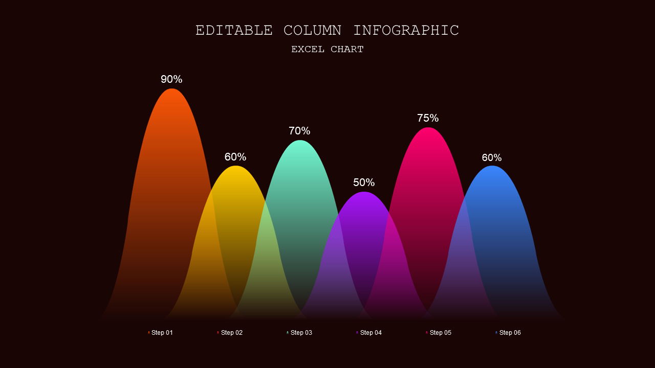 Editable Column Infographic Presentation – Dark – Crimson Bold