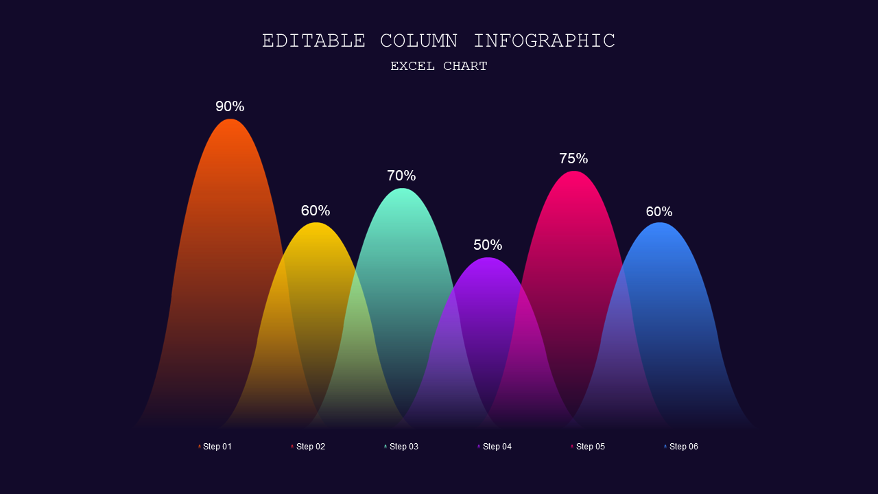 Editable Column Infographic Presentation – Dark – Royal Purple