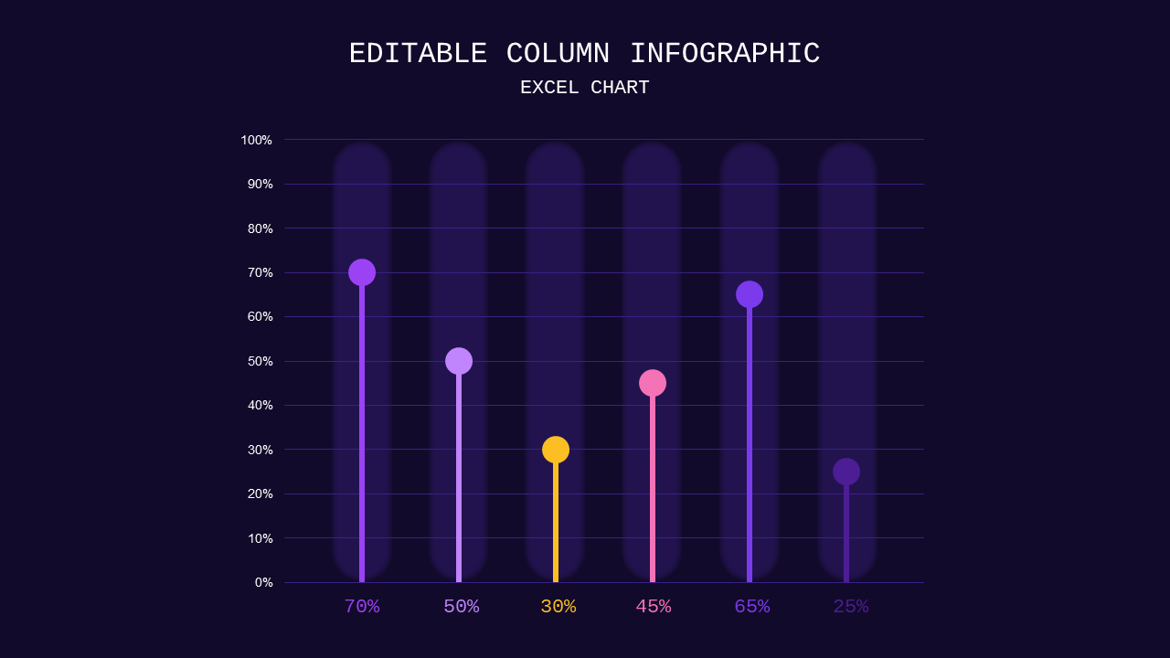 Editable Column Infographic PowerPoint Template Dark (Royal Purple)