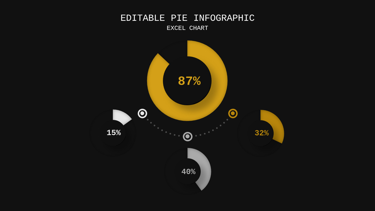 Editable Pie Infographic PowerPoint Template Dark...