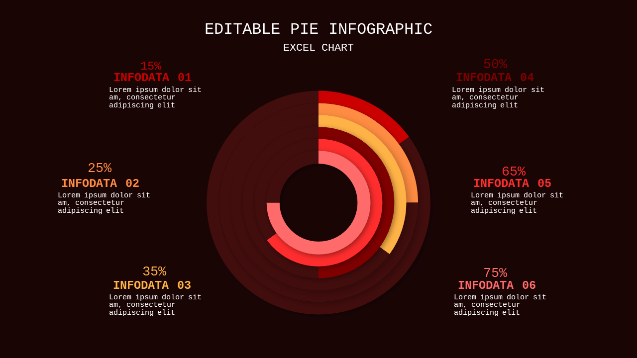 Editable Pie Infographic PowerPoint Template Dark...