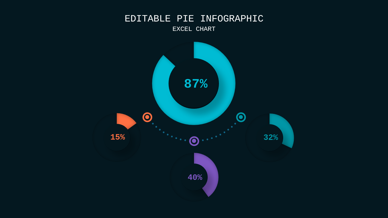 Editable Pie Infographic PowerPoint Template Dark...