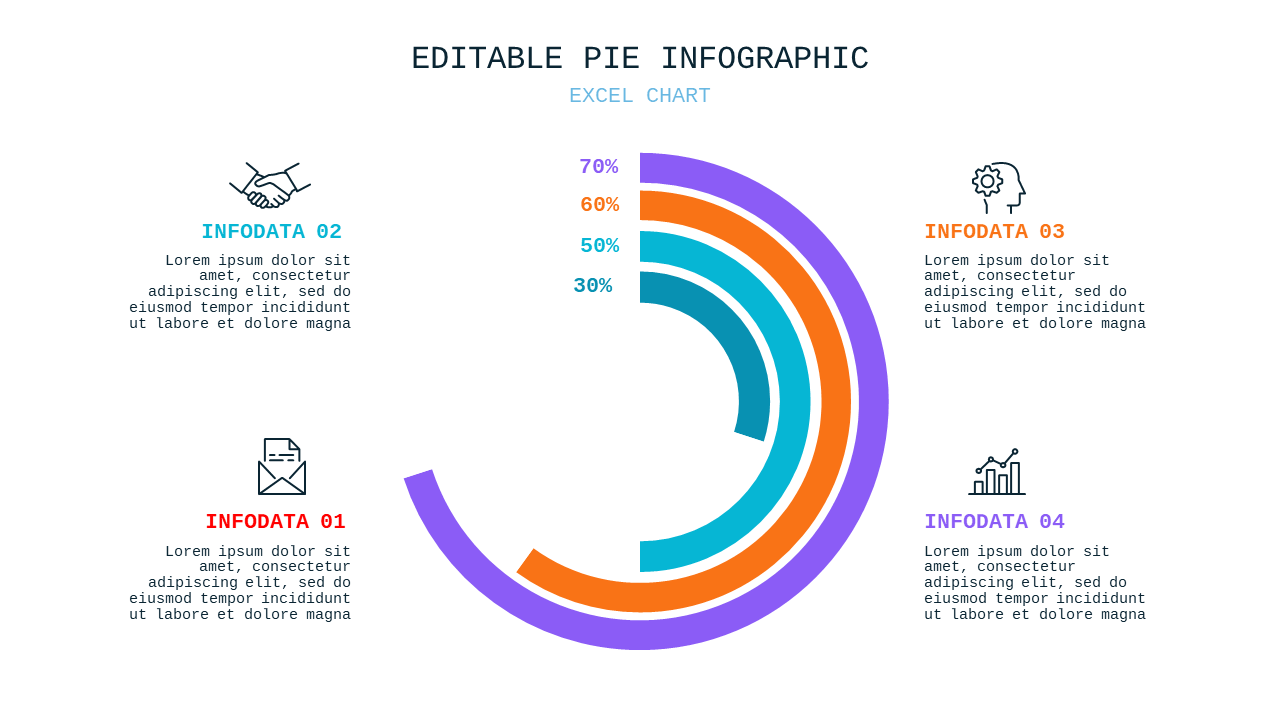 Editable Pie Infographic PowerPoint Template (Teal Modern)