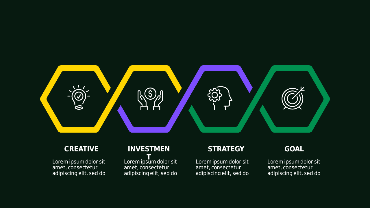 Hexagonal and Pyramid Business Framework – Dark – Corporate Green
