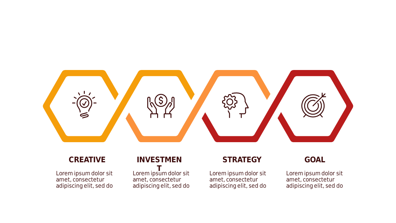 Hexagonal and Pyramid Business Framework – Light – Crimson Bold