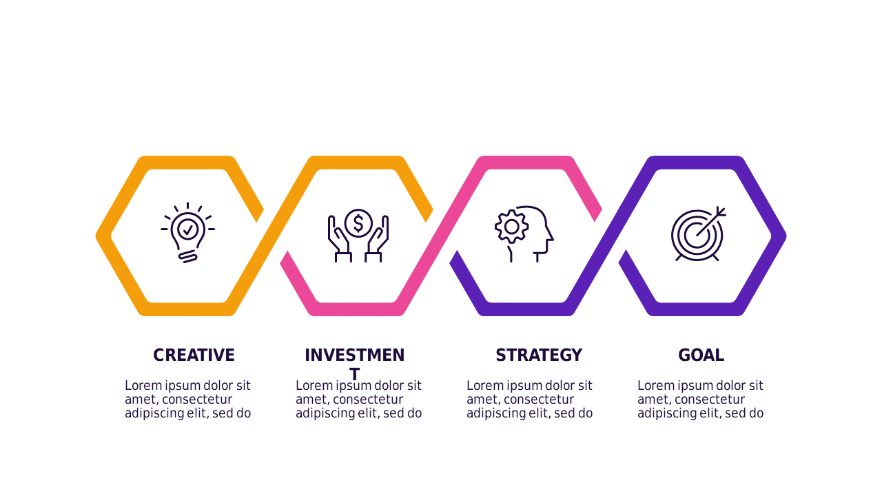 Hexagonal and Pyramid Business Framework – Light – Royal Purple