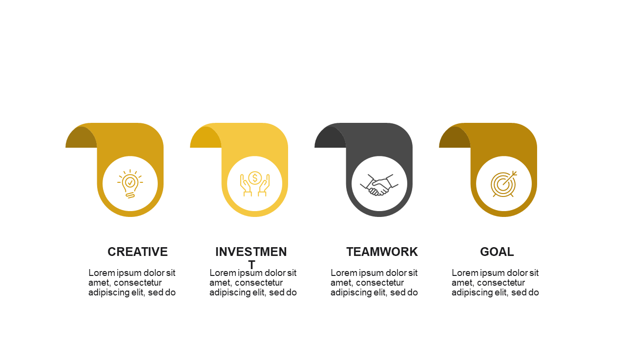 Icon-Based Concept Overview PowerPoint Template (Charcoal Gold)