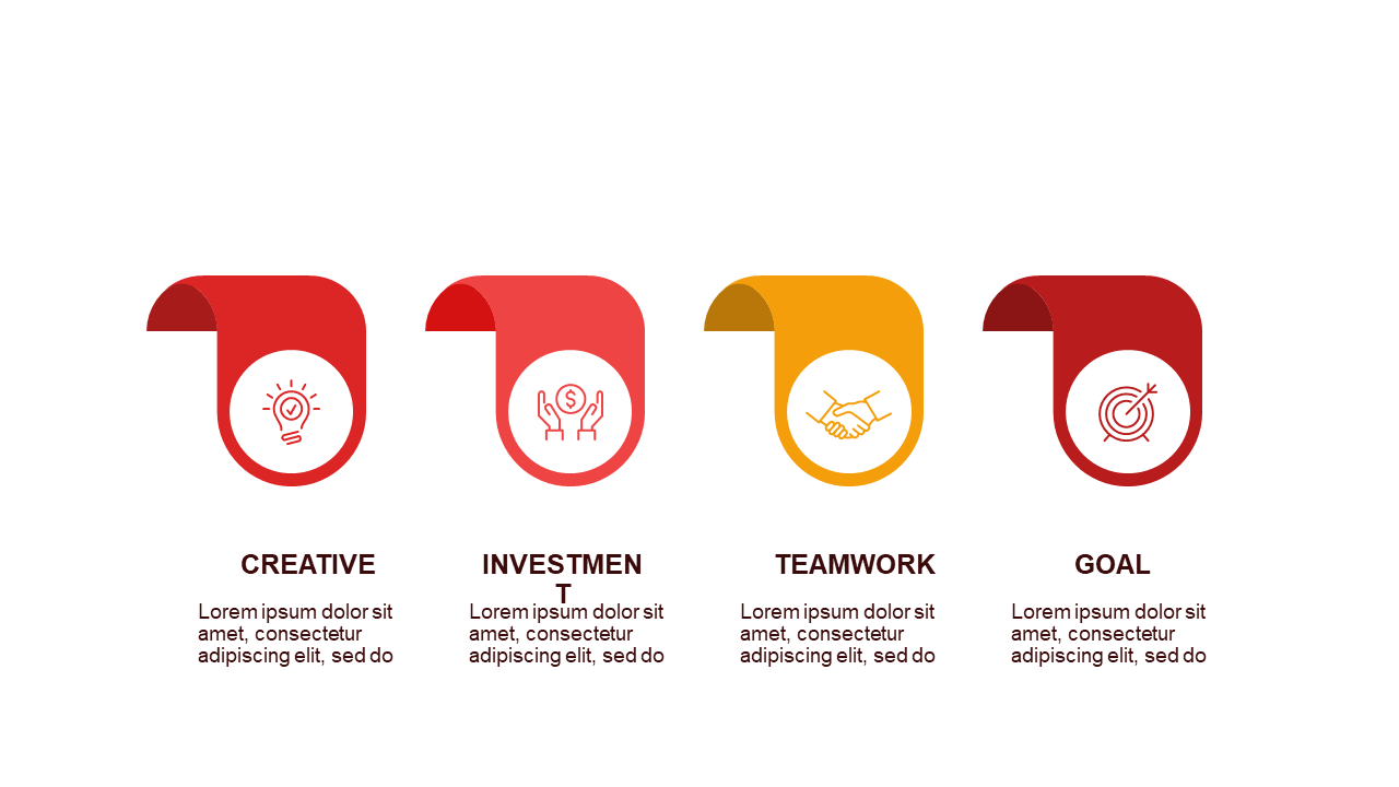 Icon-Based Concept Overview PowerPoint Template (Crimson Bold)