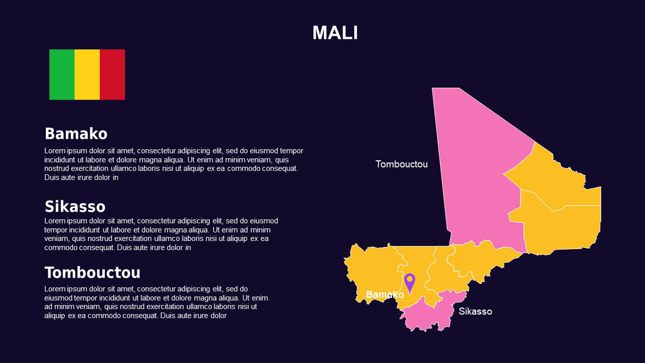 Mali Map and Regions Overview PowerPoint Template...