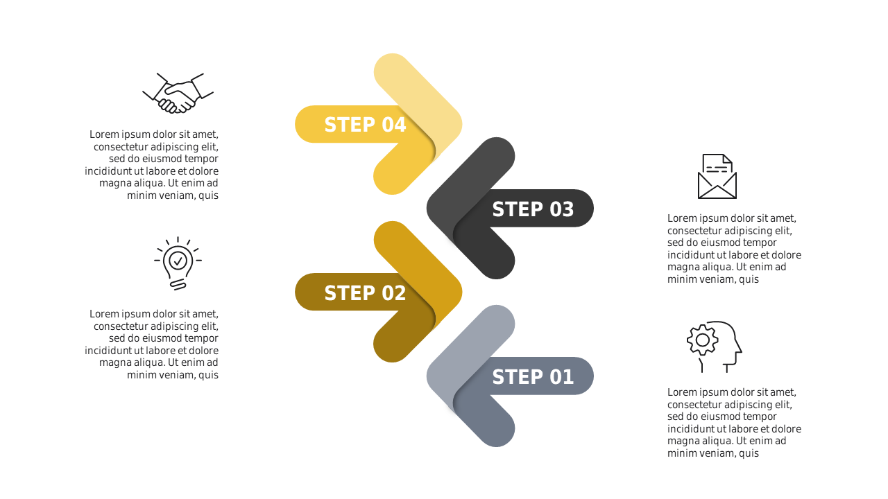 Sequential Step Process Infographic – Light – Charcoal Gold