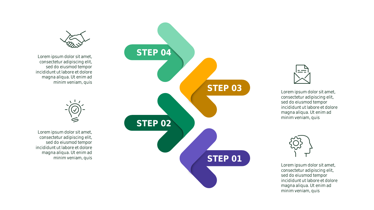 Sequential Step Process Infographic – Light – Corporate Green