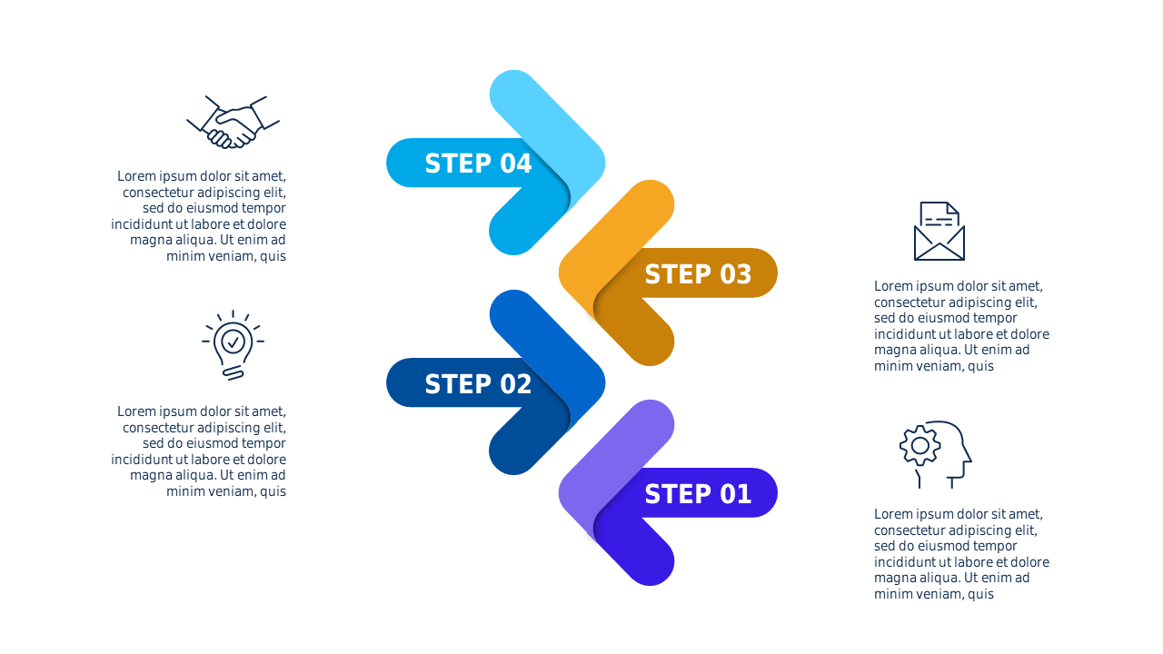 Sequential Step Process Infographic – Light – Ocean Blue