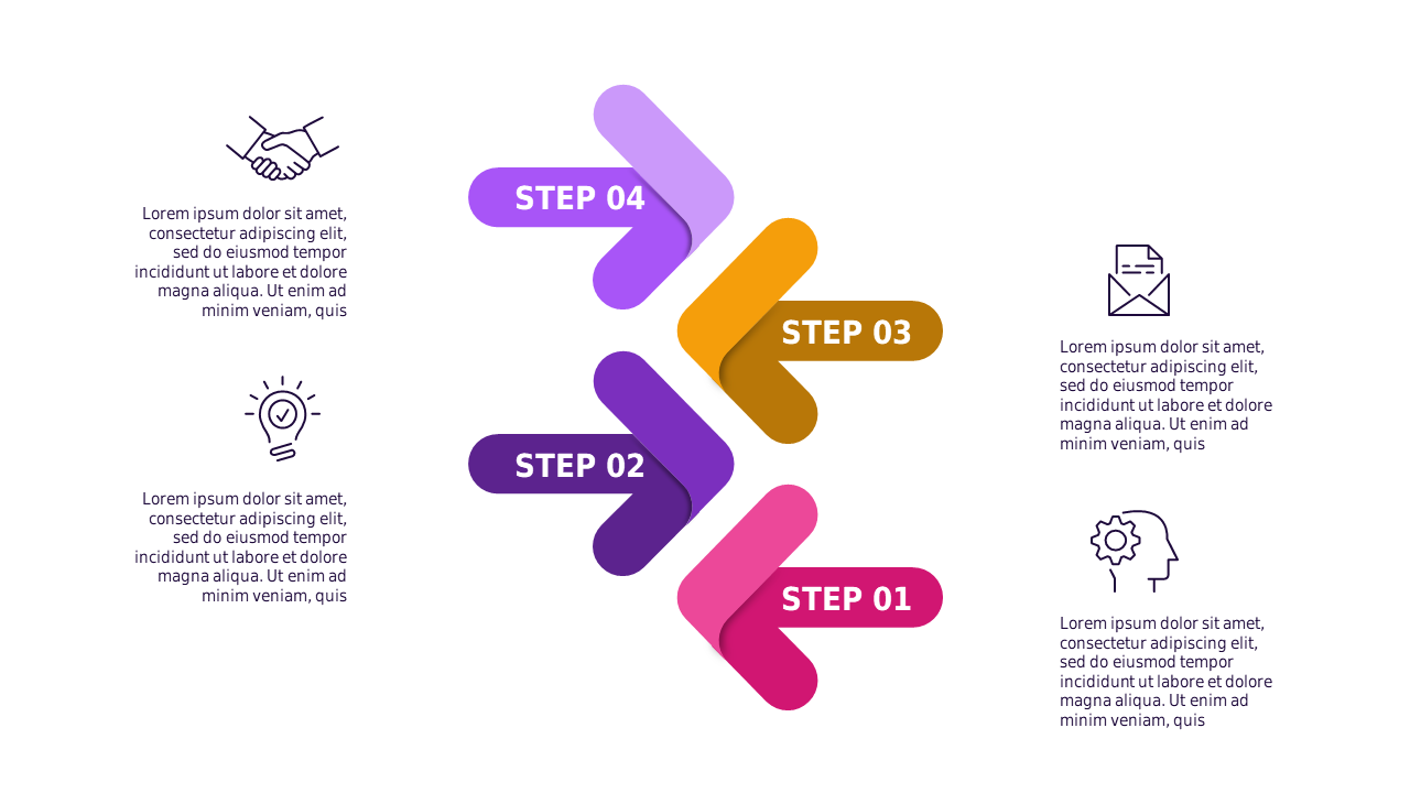 Sequential Step Process Infographic – Light – Royal Purple