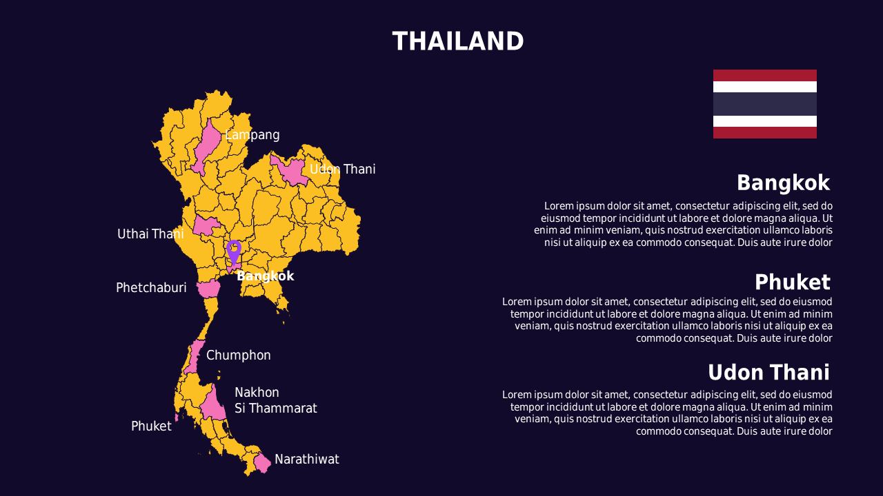 Jordan Map PowerPoint Template (Royal Purple)
