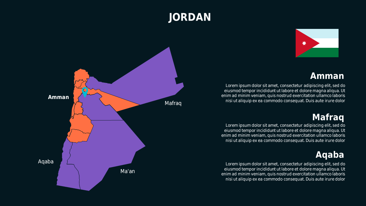 Jordan Map PowerPoint Template (Teal Modern)