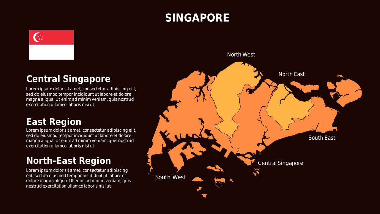 Qatar Map PowerPoint Template (Crimson Bold)
