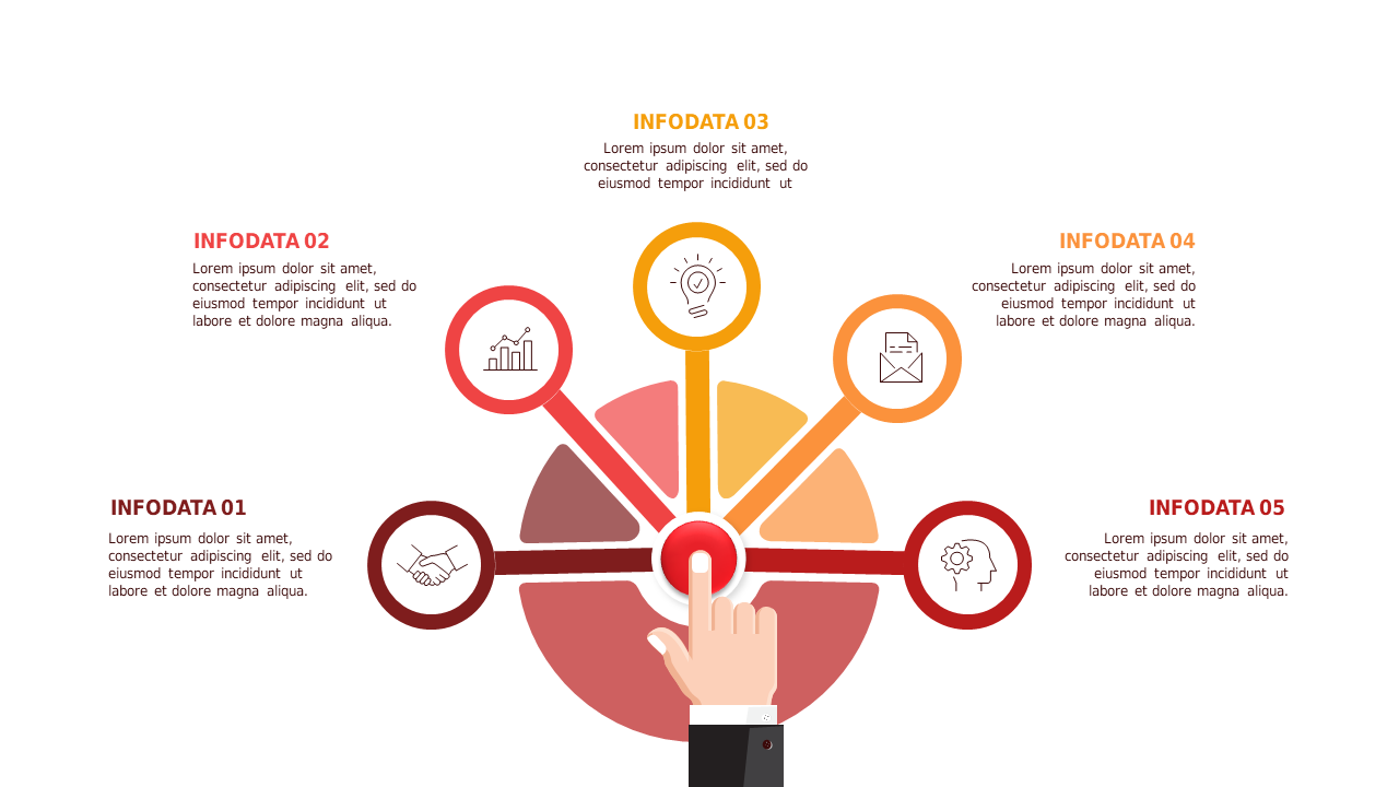 Interactive Circular Infographic Layout – Light – Crimson Bold