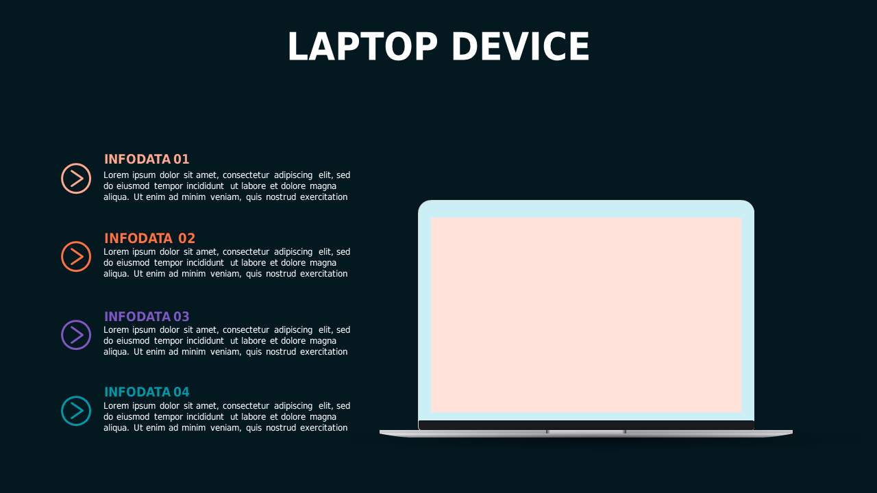 Laptop Device Overview PowerPoint Template Dark (Teal Modern)