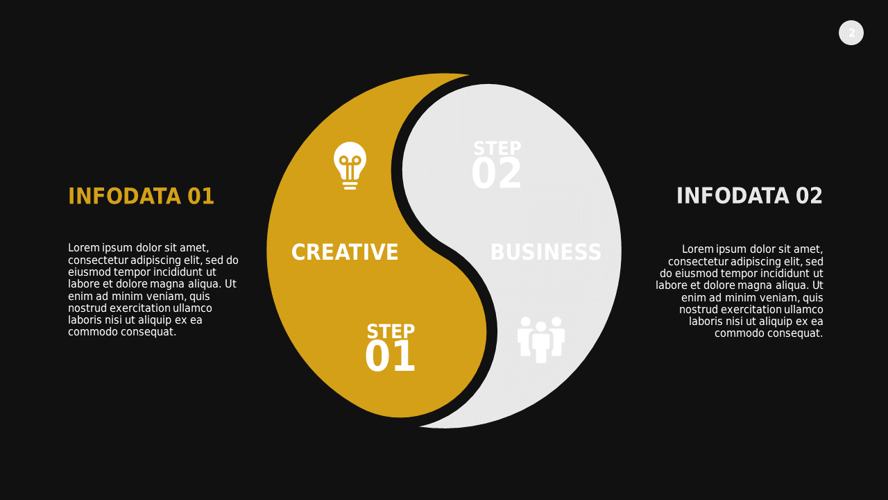 Triangular Data Infographic PowerPoint Template Dark (Charcoal Gold)