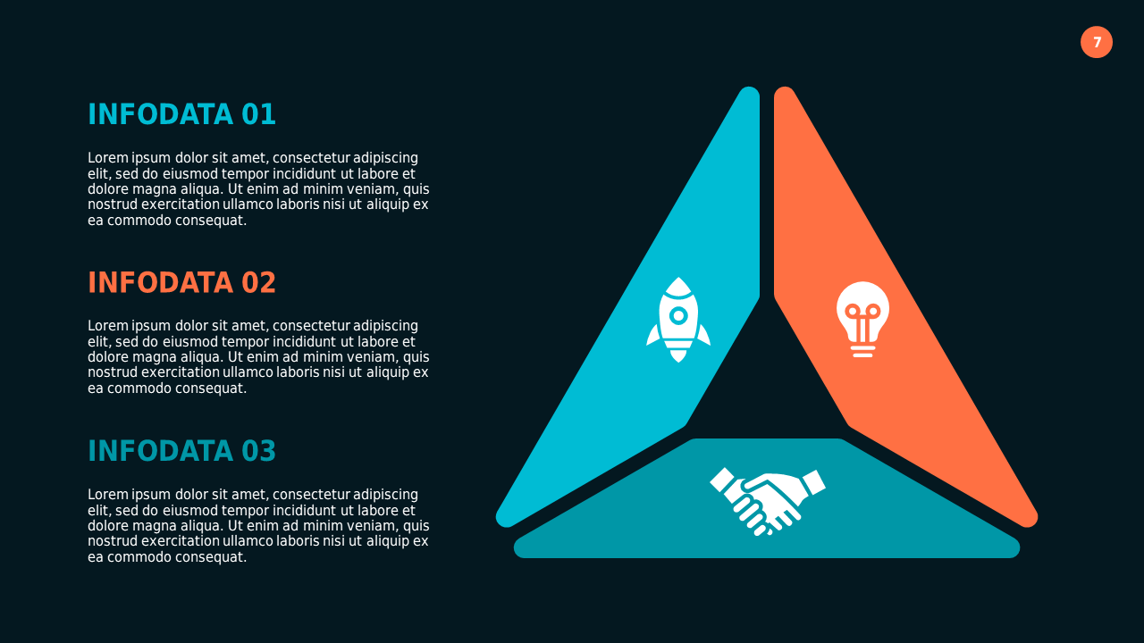 Triangular Data Infographic PowerPoint Template Dark (Teal Modern)
