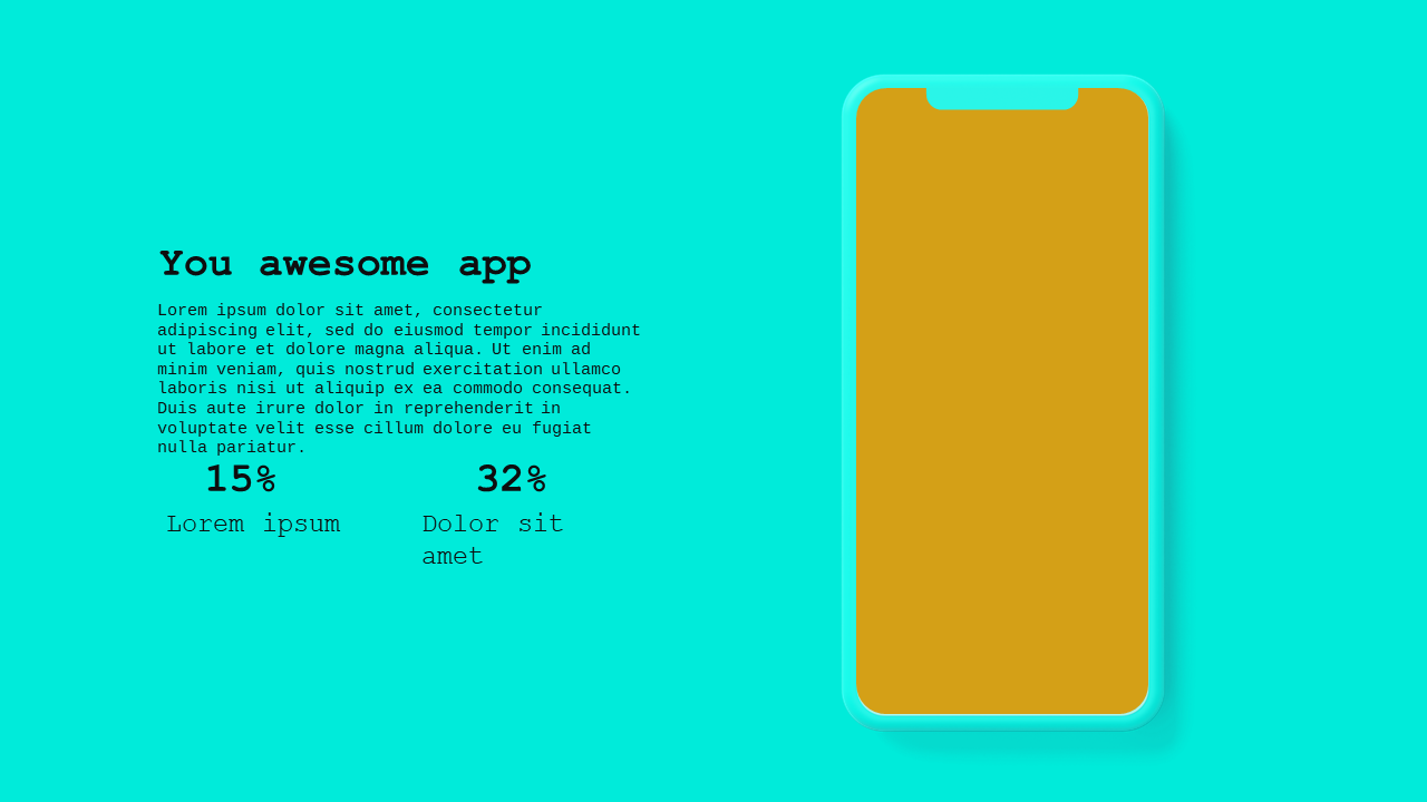 Mobile App Overview PowerPoint Template Dark (Charcoal Gold)
