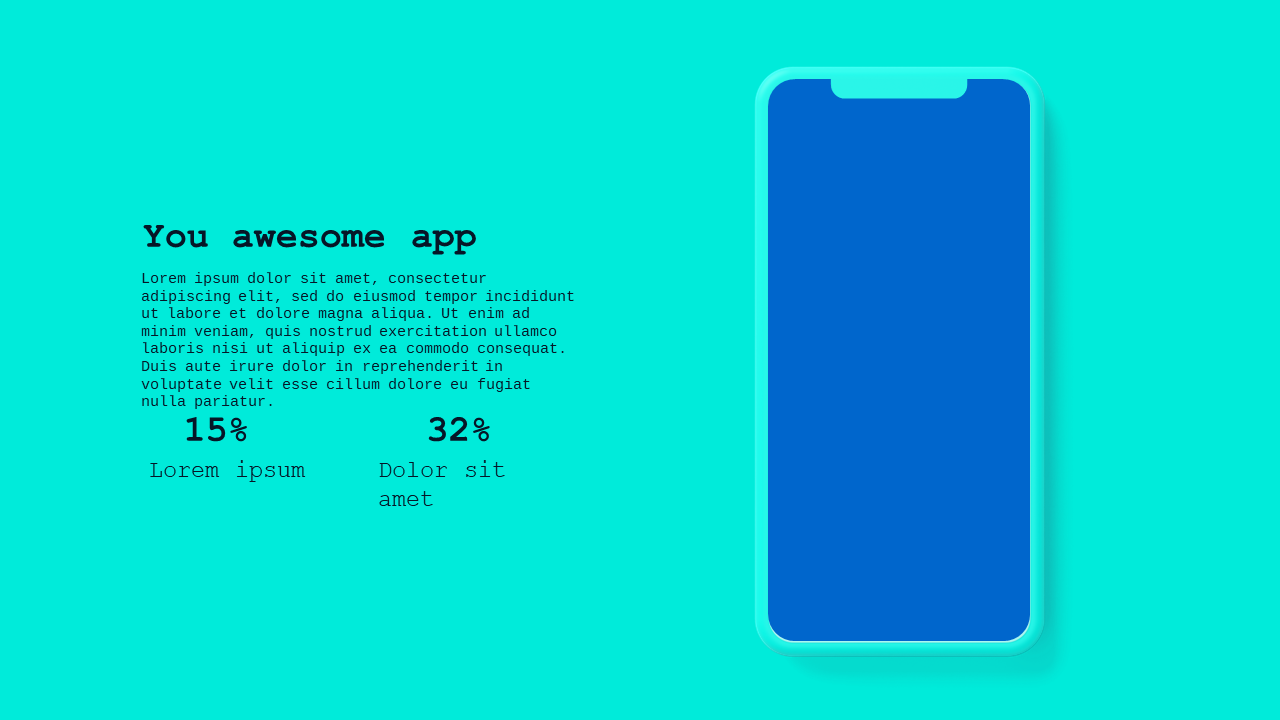 Mobile App Overview PowerPoint Template Dark (Ocean Blue)