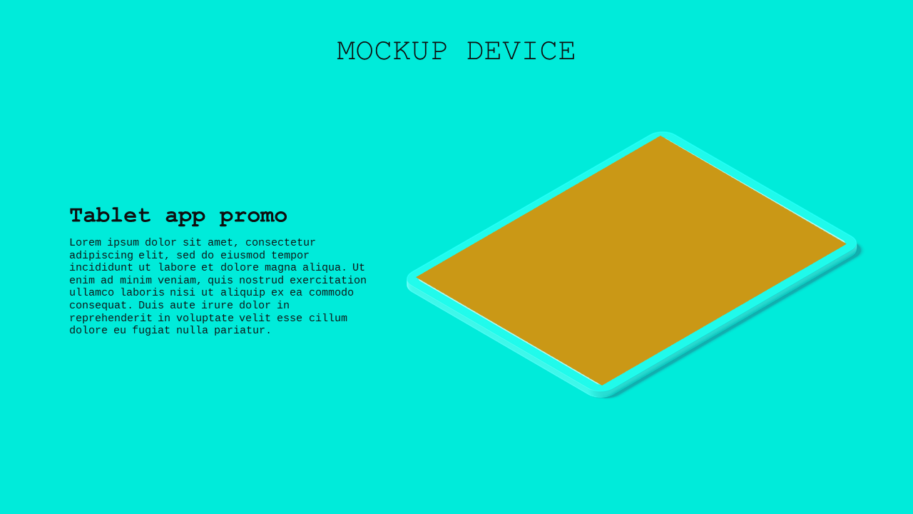 Tablet App Promo PowerPoint Template Dark (Charcoal Gold)