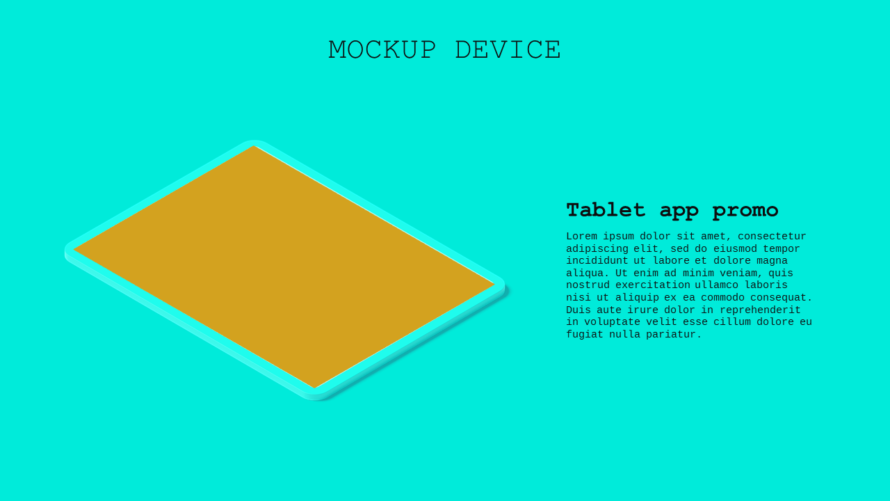 Tablet App Promo PowerPoint Template Dark (Charco...